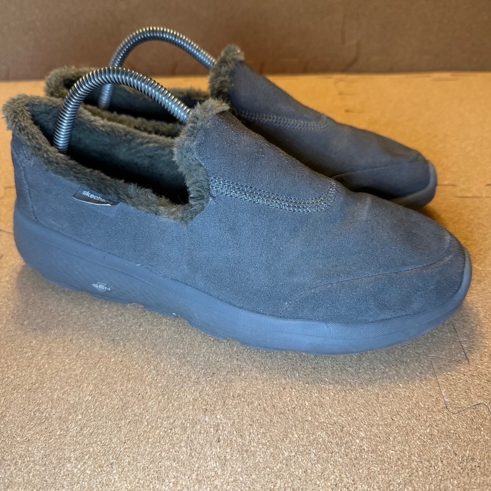Skechers On-the-GO City 2 Bundle Charcoal Grey Faux Fur Suede Shoes‎ 14634W 9.5